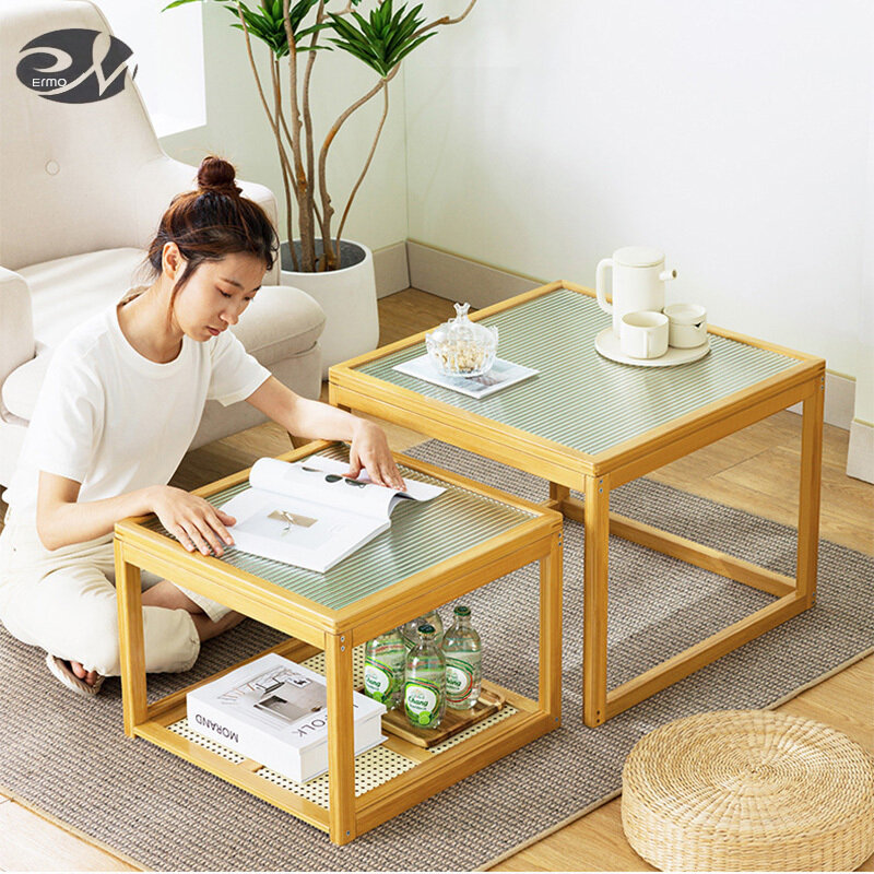 A few small coffee tables, a sofa, a side cabinet, a round table, a few mini corners, a bedside table, a shelf, a balcony moving.