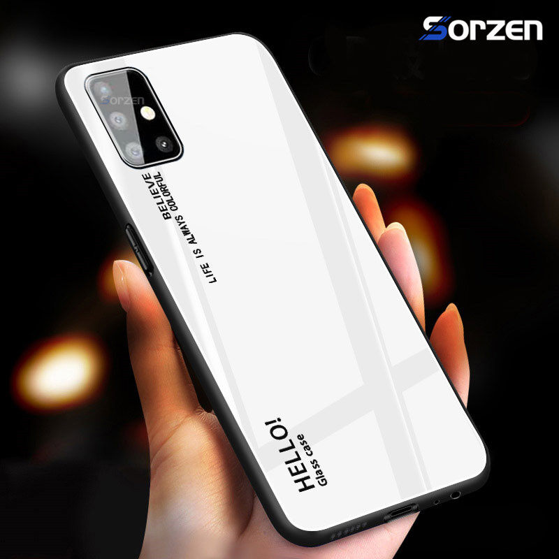 For Samsung Galaxy M51 Shockproof Gradient Tempered Glass Casing Protective Back Case Cover