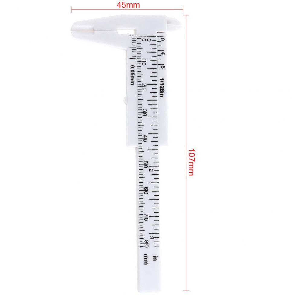 Thước Cặp Vecnê Nhựa Màu Trắng Tỷ Lệ Kép 0-80Mm Cho Sinh Viên/Thước Đo Cổ