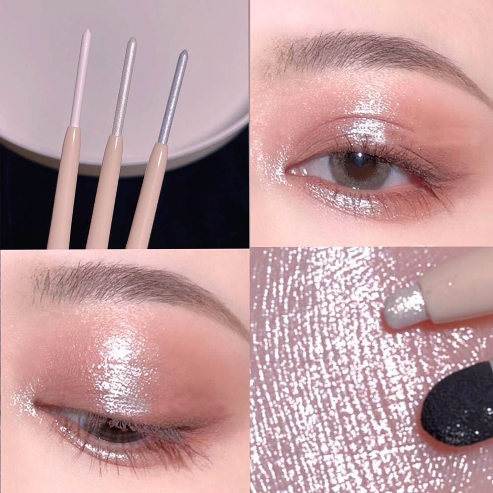 Bút Highlight Pearlescent Làm Sáng Tằm Với Bút Đầu Bọt Biển Phấn Mắt Kim Cương