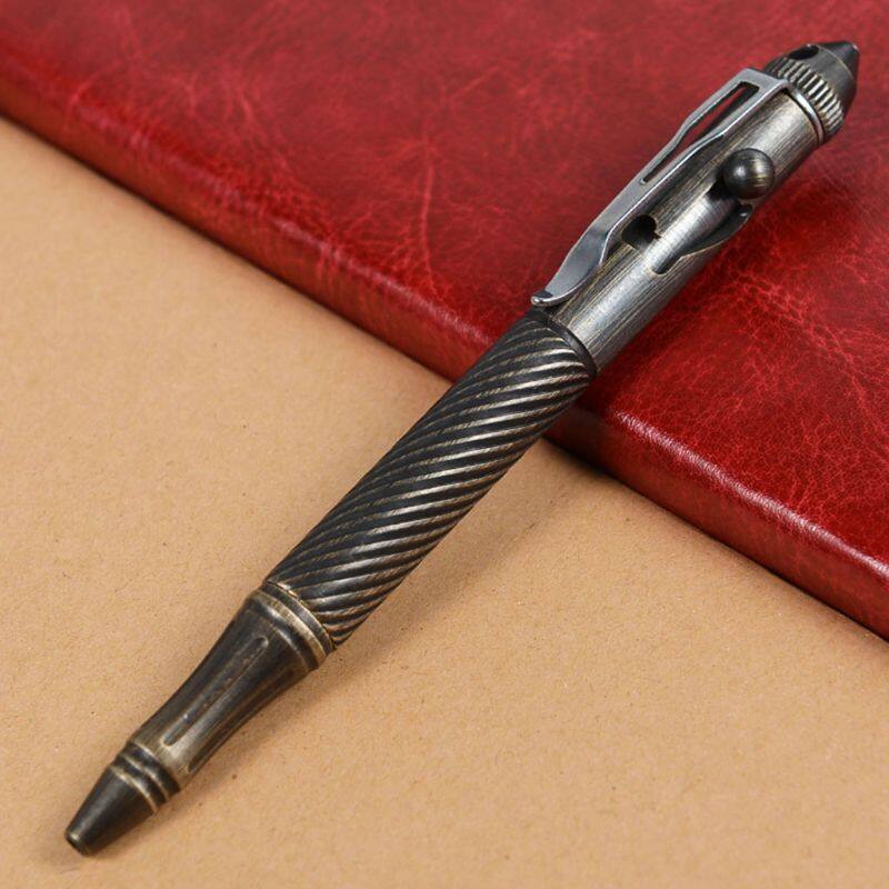 Solid Handmade Brass Gel Ink Pen Retro Twist Pattern Bolt Action Writing Tool School Office Stationery Supply