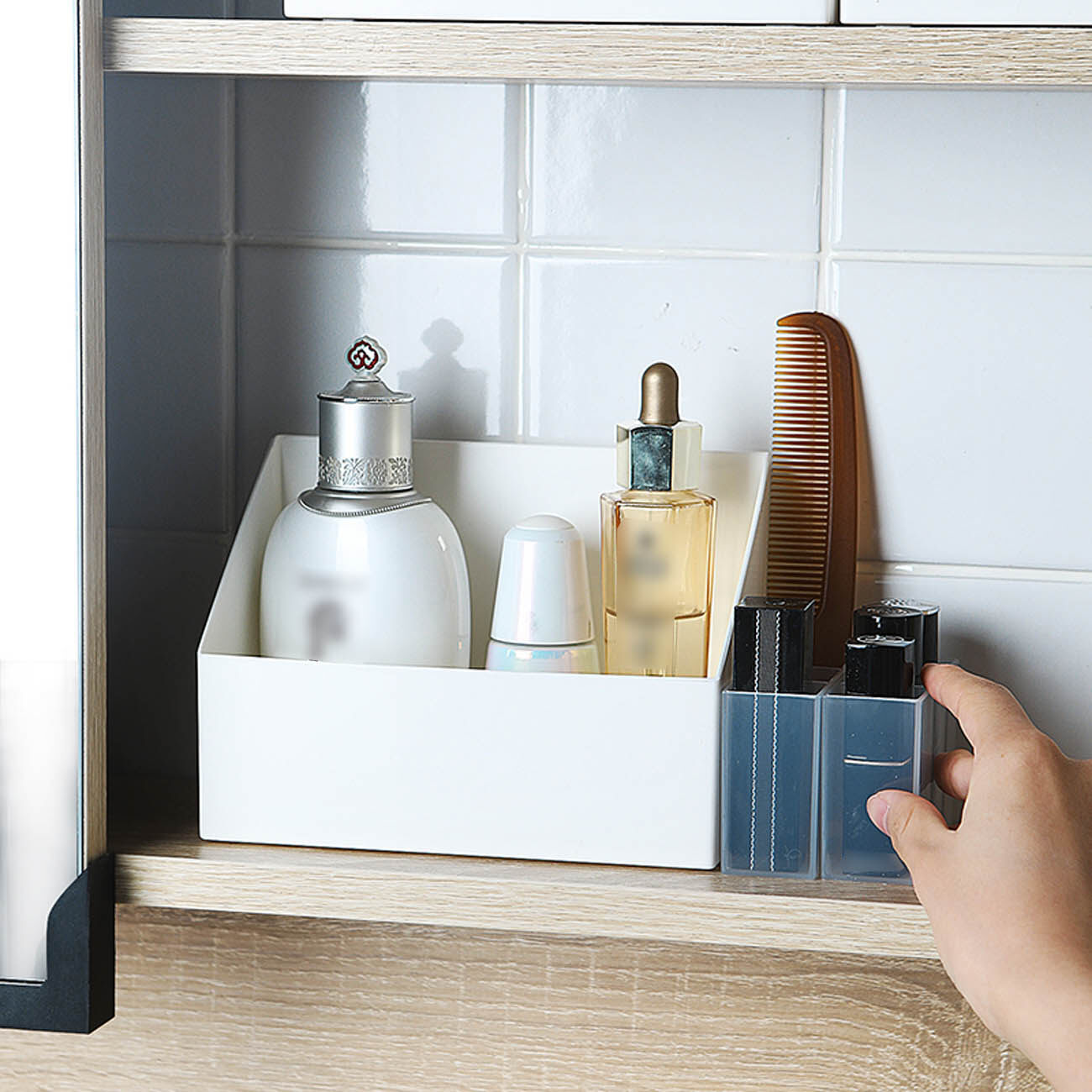 CNMF Mirror Cabinet Skincare Organizer Cosmetic Storage Box with Mini Sorting Box Dressing Table Organizer