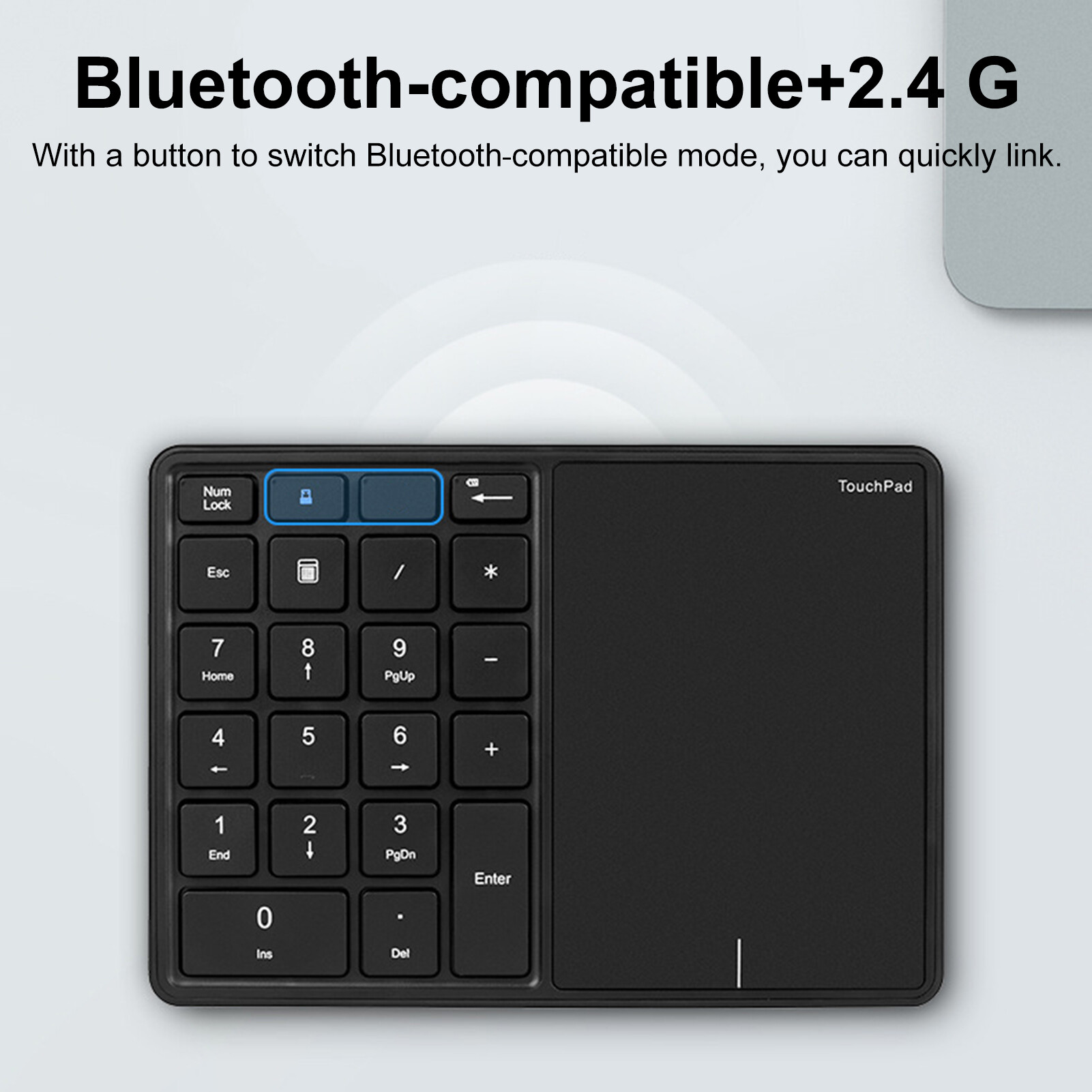 Numeric Keyboard 2.4GHz Wireless Bluetooth-compatible Dual Modes Touchpad Type-C Charging Keyboard Computer Accessories Mini Keyboard Dual