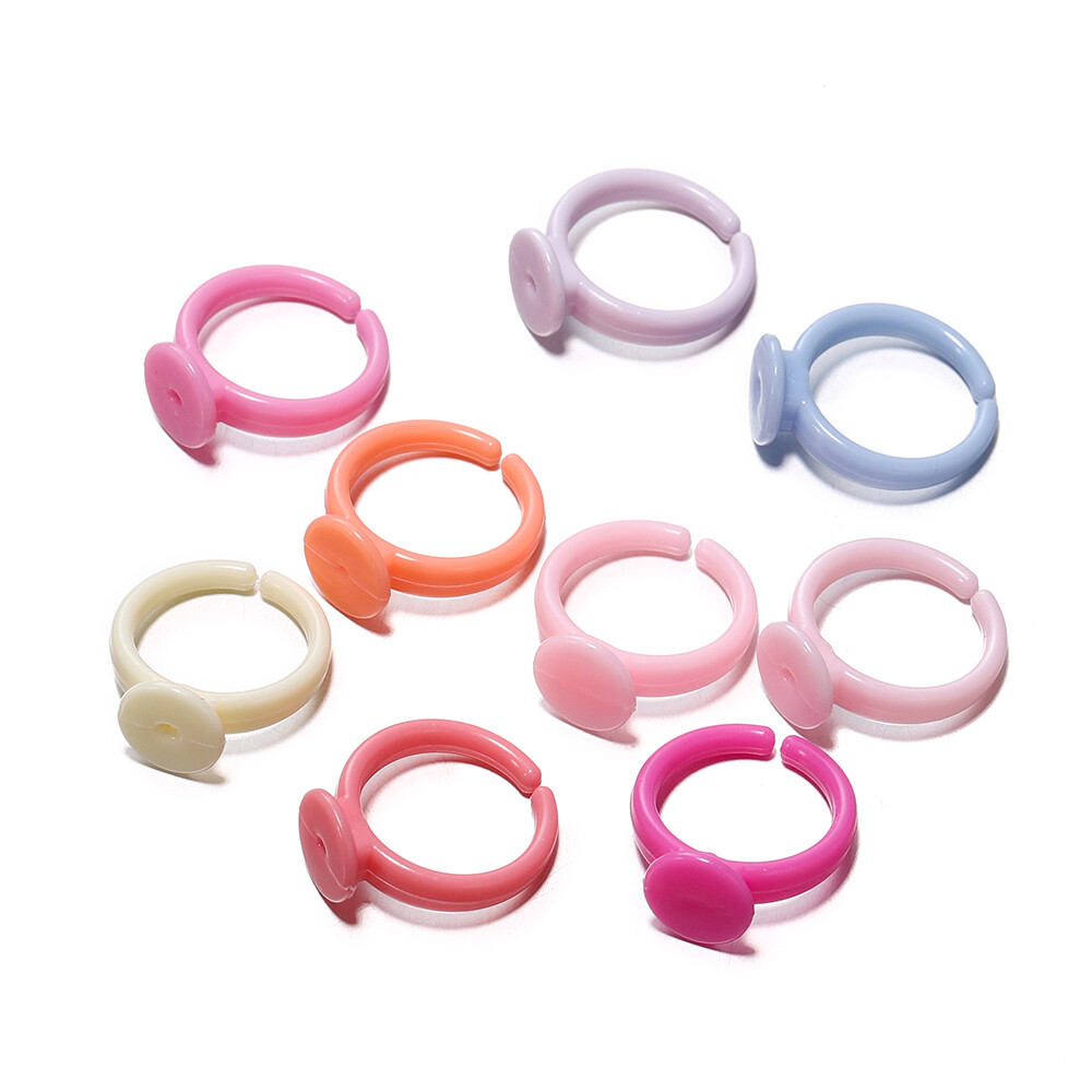 St.kunkka 20pcs/bag 18mm Plastic Coloured Ring Base For DIY ring Jewelry Making