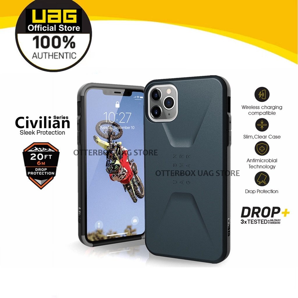 Uag iphone 11 pro max / 11 pro / 11 / iphone xs max / xr / xs / x case civilian with sleek ultra-thin military drop tested iphone cover