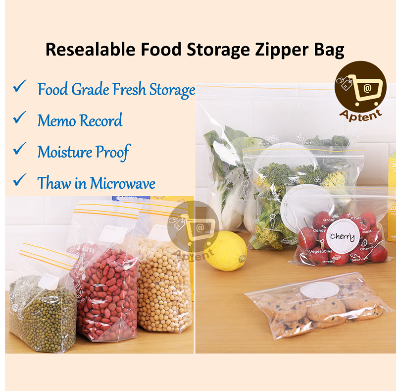 Resealable Food Storage Zipper Bag Dry Frozen Freezer Fridge