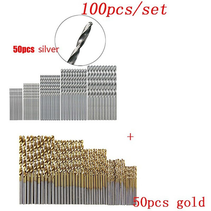Ministar 100/50pcs titanium coated hss high speed steel drill bit set tool