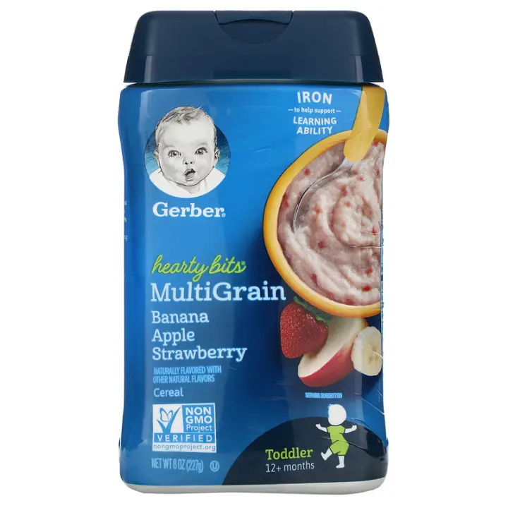 gerber hearty bits multigrain banana apple strawberry baby cereal