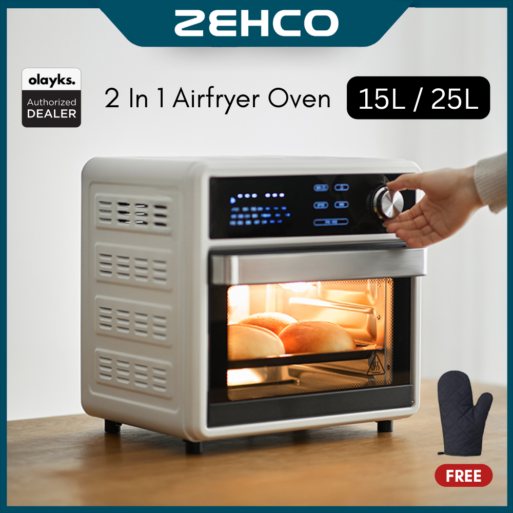 Olayks 15L 25L Air Fryer Oven with LED Display Fry/Toast/Bake/Broil