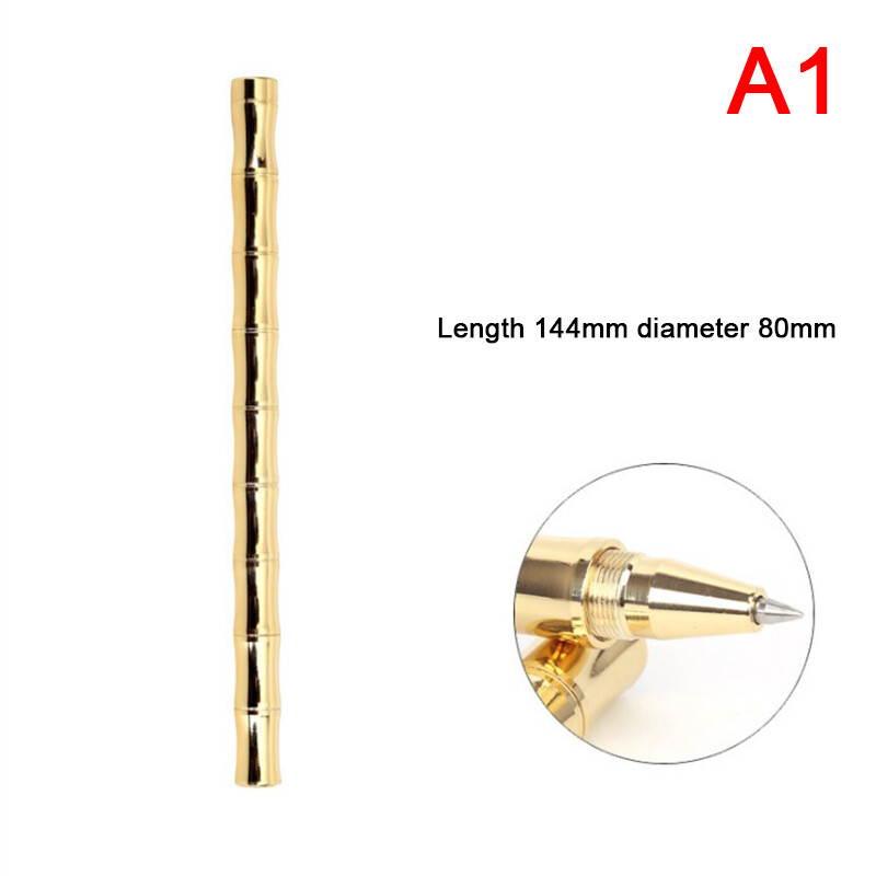 Potey 1pc Creative Bamboo Brass Pen Metal Pen Ballpoint Pen Copper Pen Gift