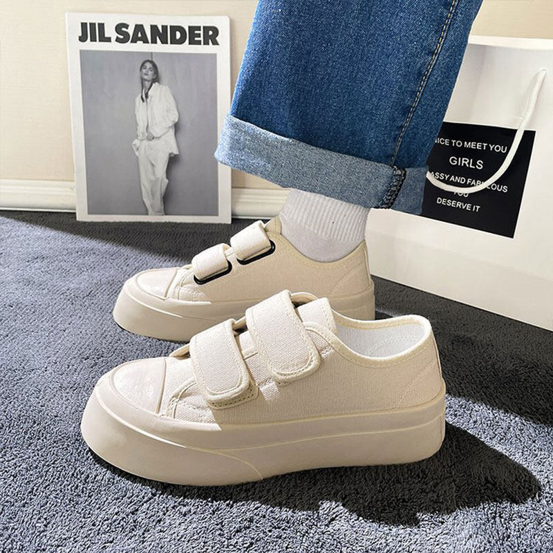 QiaoYiLuo canvas shoes for girls which with Strappy upper and ruffle trim