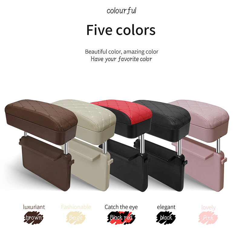 Embroidered Car Armrest Box Universal Car Seat Side Storage Box Adjustable Center Console Elbow Support Cushion Storage Box