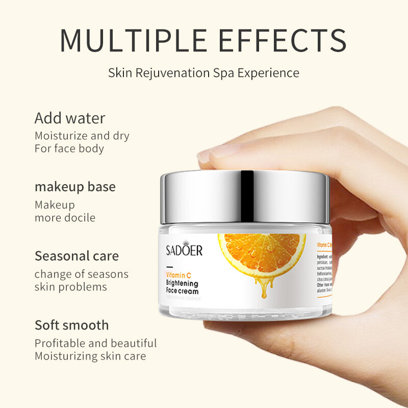 Vitamin C Face Moisturizer for Women - Brightening, Anti Aging, Hydrating, Skin Wrinkle Cream, Dark Spot Corrector - Vitamin B5, Vitamin E, Jojoba Oil, Organic Aloe Vera & Green Tea, 50g