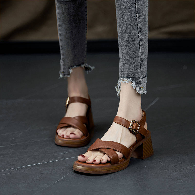 Blonshe Block Heels Sandals For Women On Sale Fasion Korean Shoes For Women Slippers For Women Shoes For Women On 072104