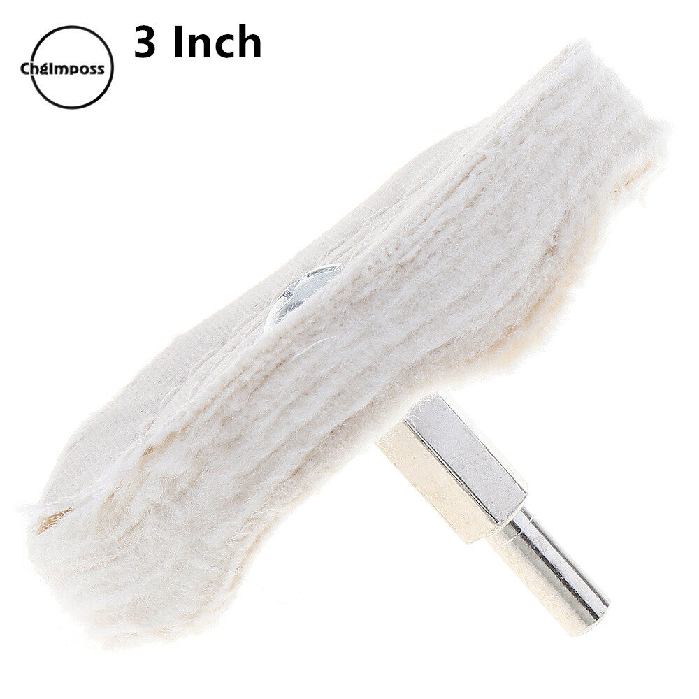 ChgImposs T-shaped Polishing Buffing Pads White Cloth Polishing Wheel Car Polisher Tool Polishing Buffer Cotton Pad with 6mm Shank for Surface Polishing Grinding