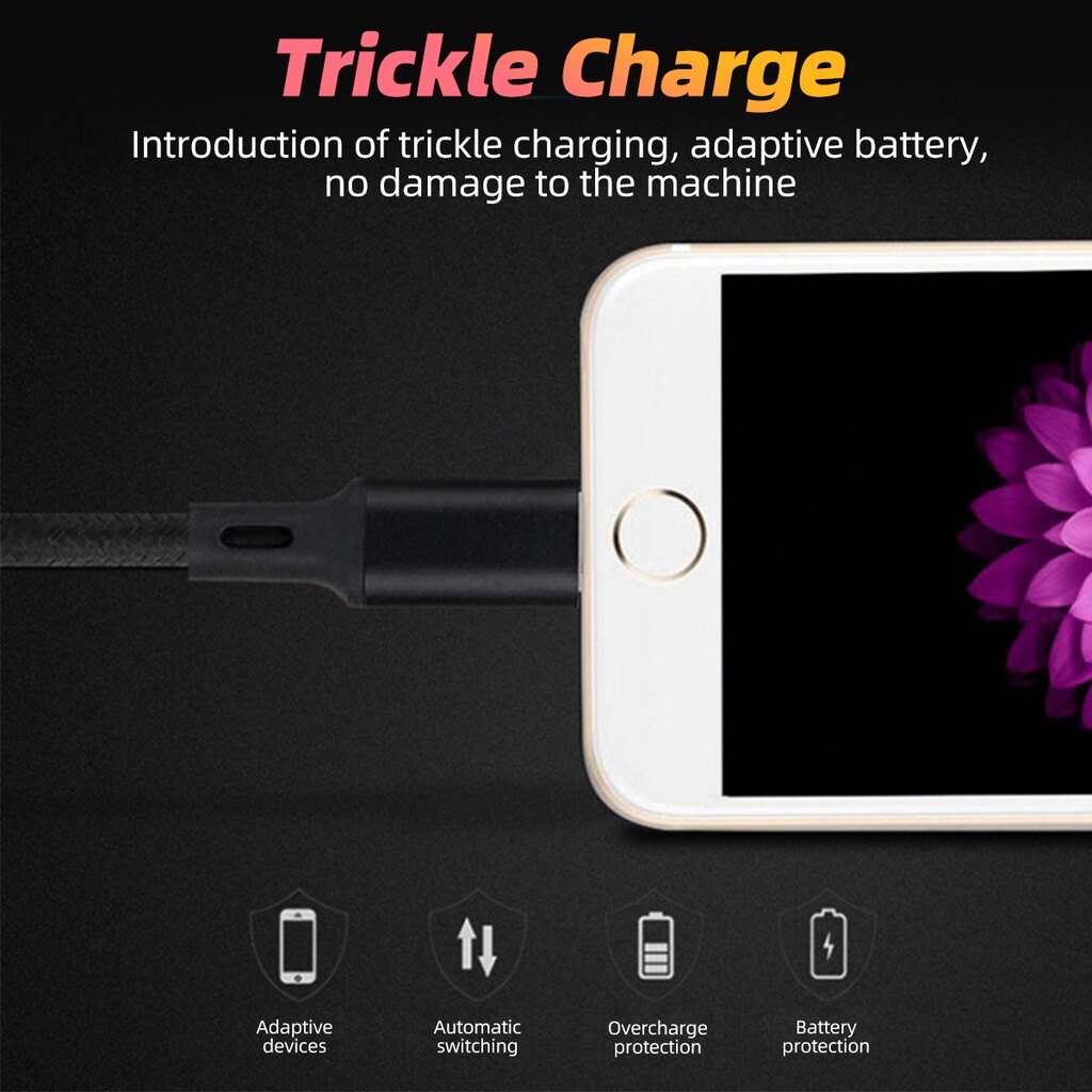 Fonken Cáp Ngắn 30Cm Cáp 3 Trong 1 Dây Sạc Usb Cáp Sạc Nhanh 2.4a Cho Iphone Huawei Cáp Type C
