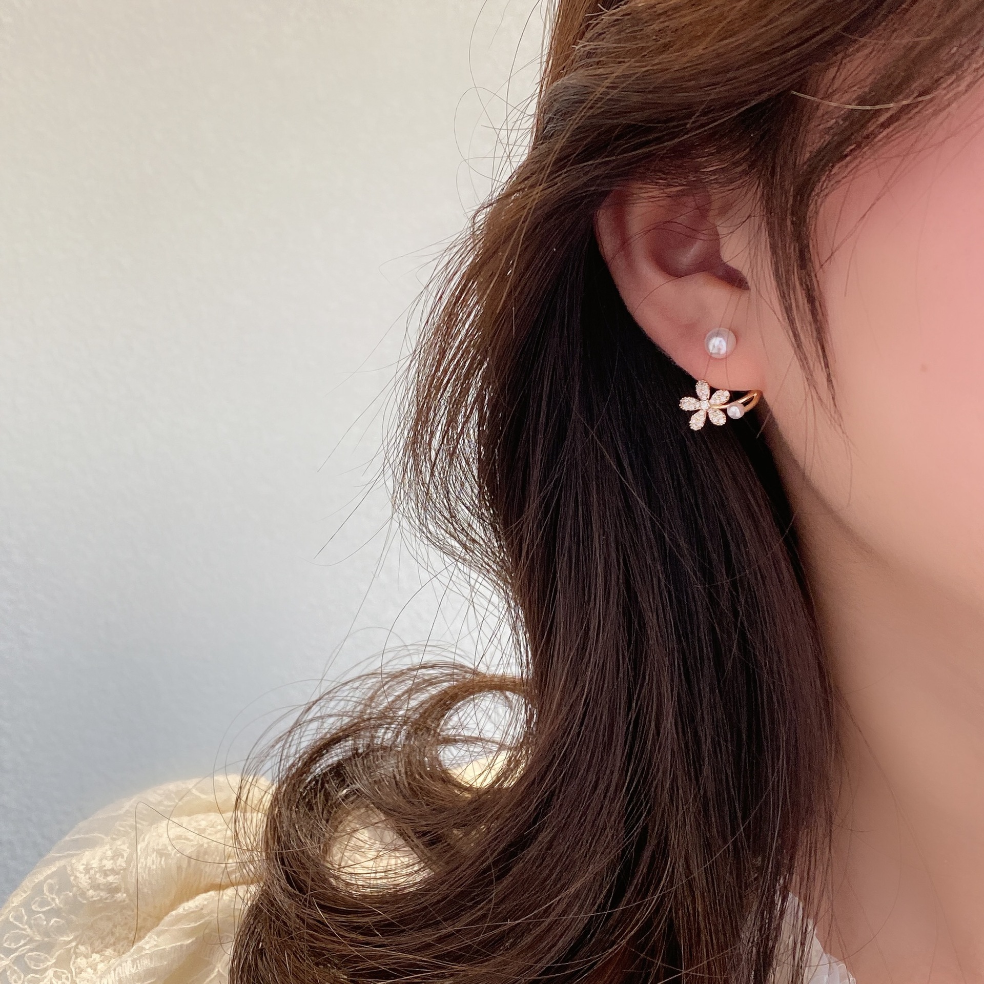 Frascati Bông Tai Hình Học Ngọc Trai Hoa Zircon Thiết Kế Đơn Giản Hàn Quốc Mới Khuyên Tai Dạng Hạt Bất Đối Xứng Cho Nữ Quà Tặng Trang Sức Nữ
