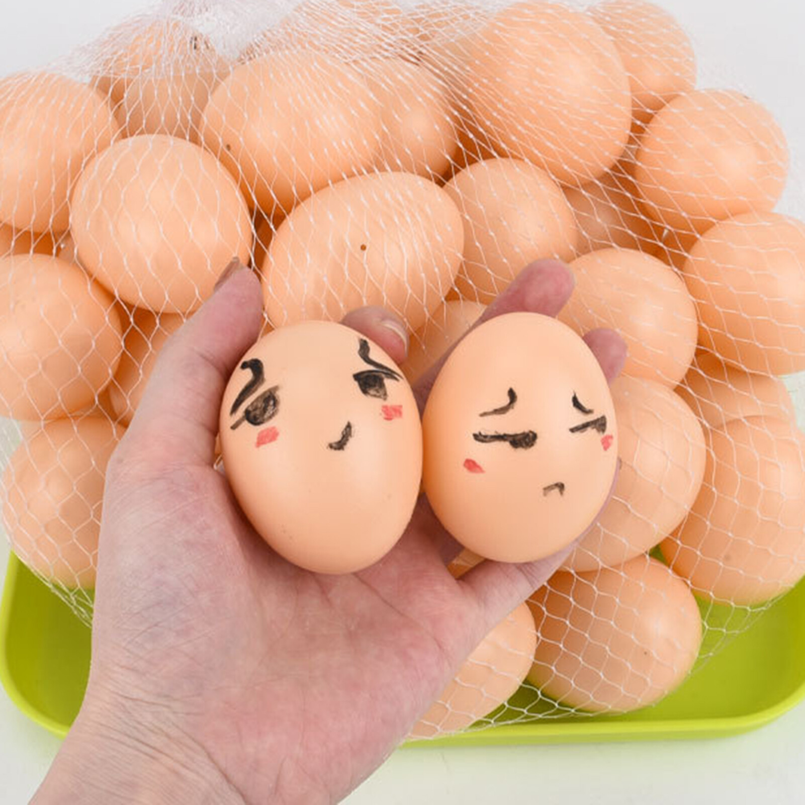 Sanwood® 4Pcs Fall Resistant Artificial Egg Smooth Surface Plastic Realistic DIY Easter Compact Chicken Egg for Kids 4Pcs Novel Small