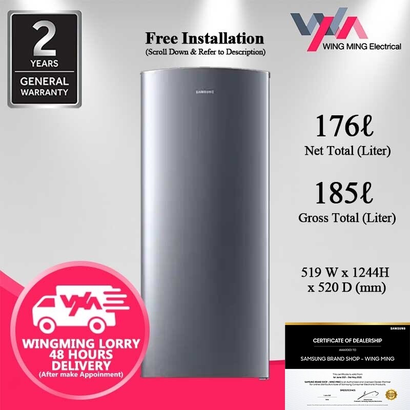 [Free Installation] Samsung 185L 1 Door Refrigerator Fridge RR18T1001SA | RR18T1001SA/ME Direct Cooling Fridge 2 Year General Warranty By Samsung Malaysia **BIGGER THAN MS-196 ER-C1815(SV) HR-135H RR120D4AGN MS-235**