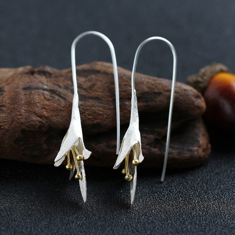 Original Design Handmade 925 Sterling Silver Earrings Flower Drop Earrings for Women Jewelry Party brincos Bijoux