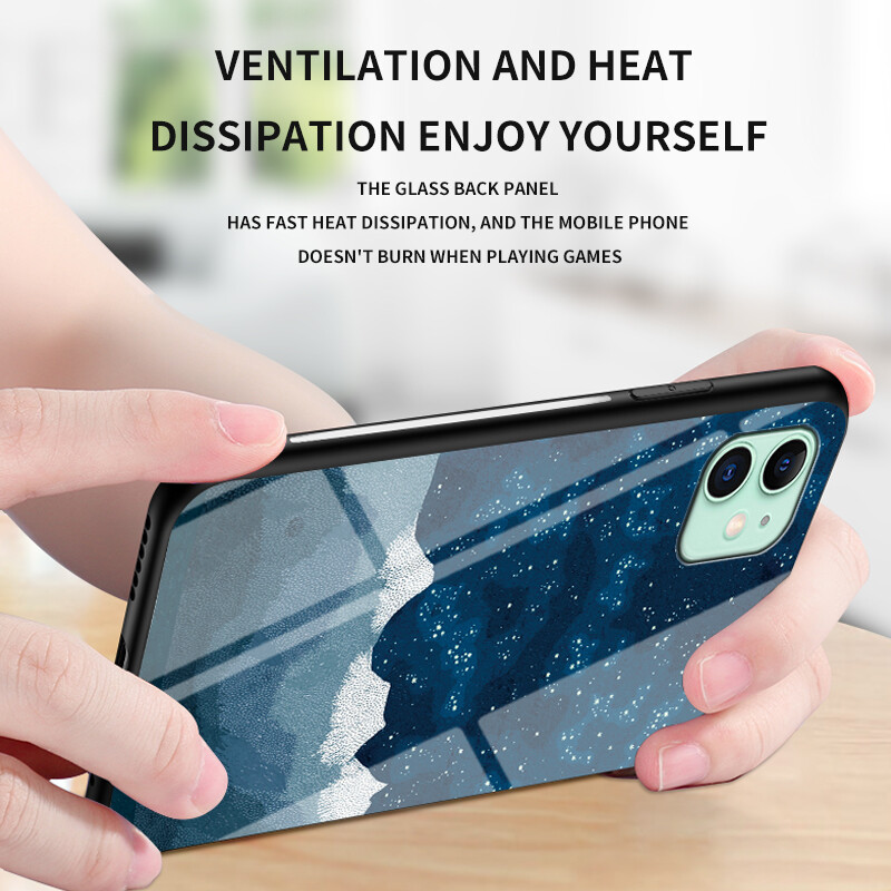 For iPhone 11 Case iPhone11 Starry Sky Tempered Glass Hard Phone Case Casing Shockproof Back Cover