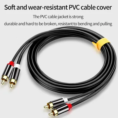 Ready Stock JH 2RCA To 2 RCA Male To Male Audio Cable Gold-Plated RCA Audio Cable 1.5m 3m 5m for Home Theater DVD TV Amplifier CD Soundbox