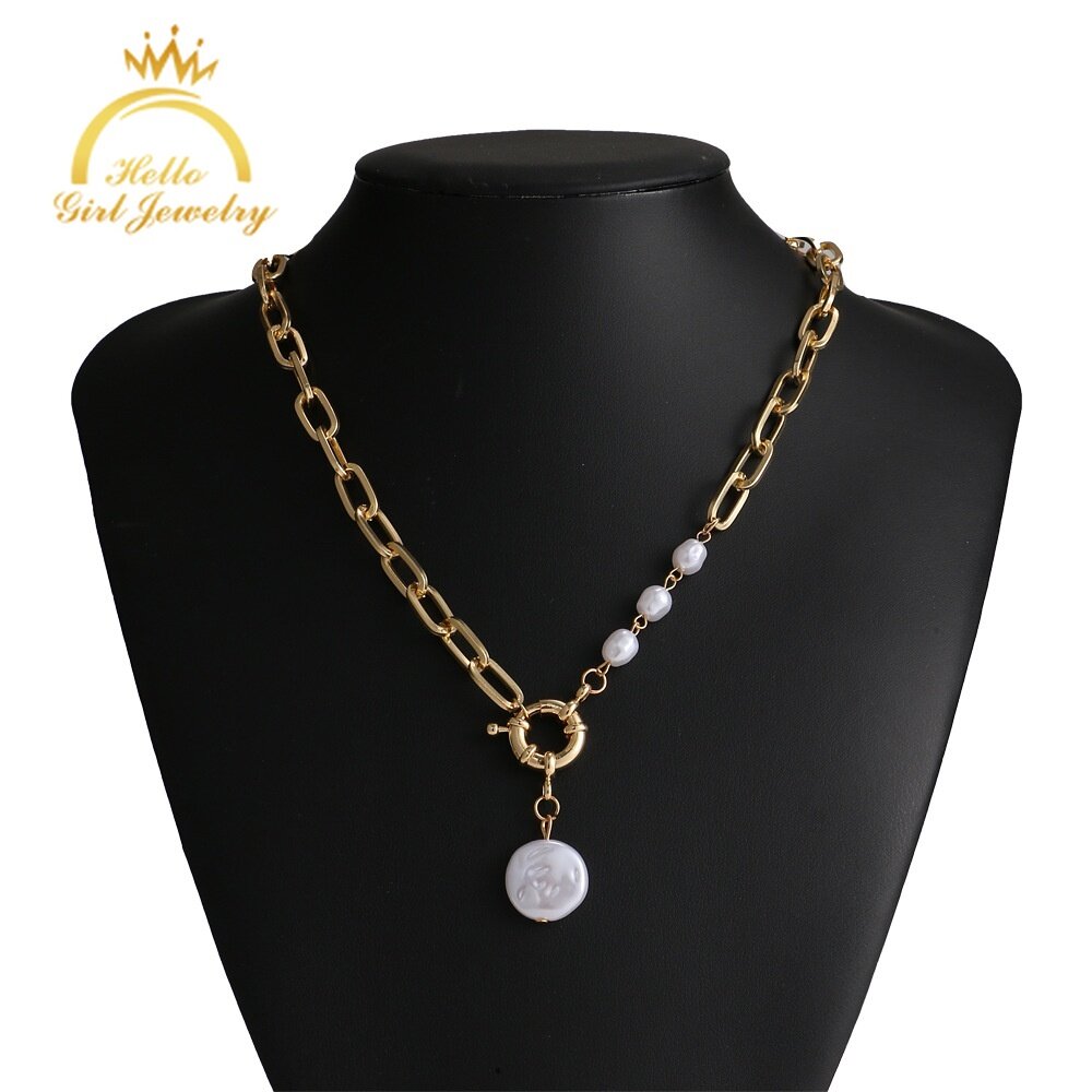 Hello Girl Jewelry South Korea's New Retro Metal Baroque Pearl Pendant