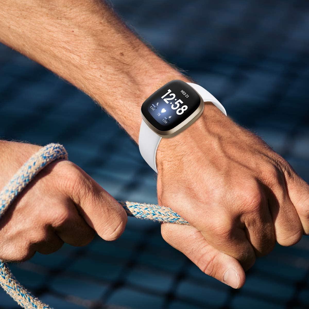 Sports Band Compatible with Fitbit Versa 4/Fitbit Versa 3/Fitbit Sense 2/Fitbit Sense for Women Man, Soft Silicone Replacement Watch Strap Wristband Accessories for Fitbit Sense Smart Watch