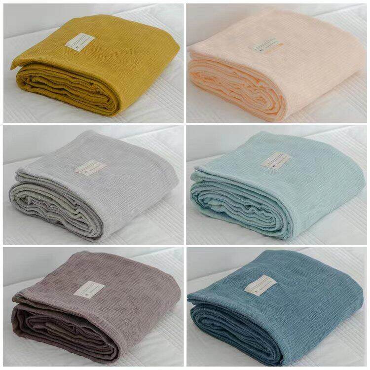 Solid Color Cotton Thread Blanket High Quality Air Conditioning Blankets Home Sofa Blanket Summer Bedspread