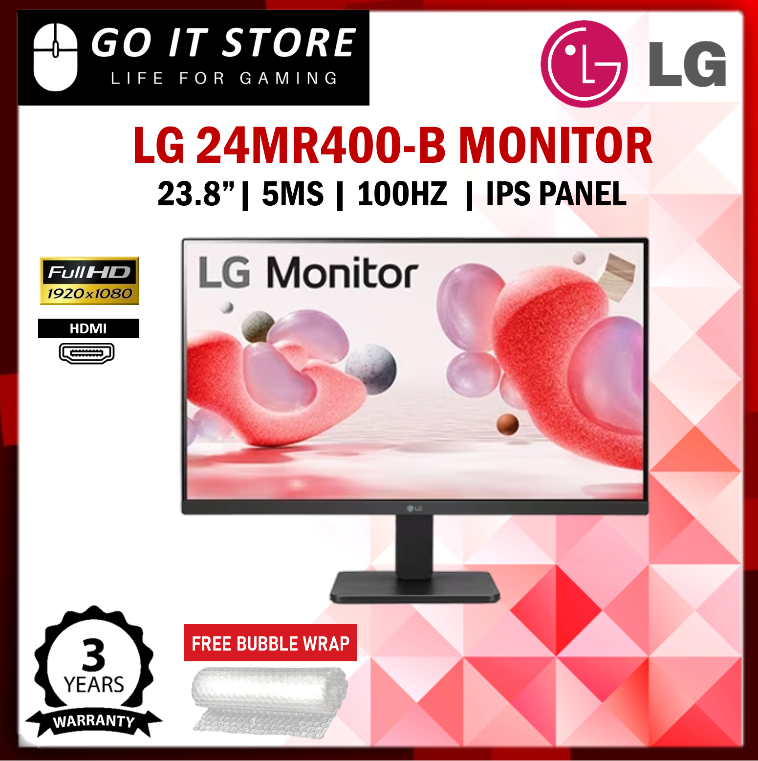 LG Monitor 24MR400-B / 27MR400 FHD 3-Side Borderless IPS 100Hz 5ms ...