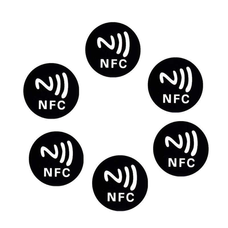 Hot sale 6pcs black anti metal sticker nfc ntag213 tags ntag 213 metallic label badges token for smart mobile phones