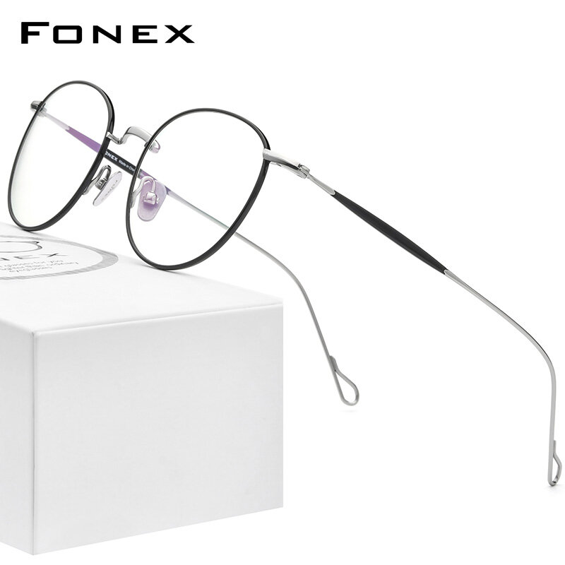 FONEX Titanium Glasses Frame Women Vintage Round Optical Eyeglasses Frame Men 2022 New Retro Ultralight Titan Korean Japaness Style Eyewear F85645