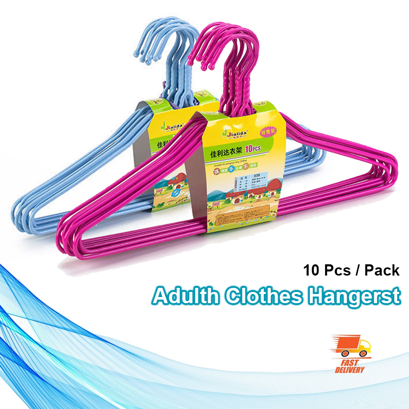 10 Pcs Clothes Hanger Cloth Drying Hook Rack Penyangkut Baju Pengantung ...