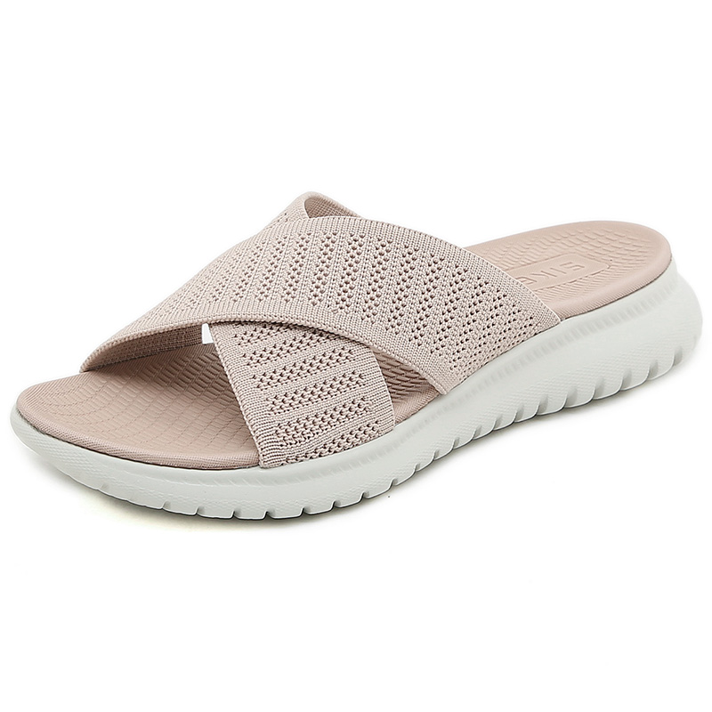 Casual Wedge Sandals Fashion Solid Color Large Size Flat Slippers Comfortable Simple Light Women's Shoes
