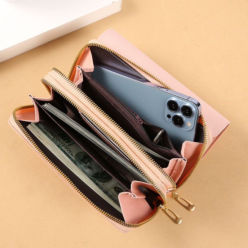 2022 Women's Wallet Korean Version Large Capacity Multifunctional Shoulder Bag Mid length Handheld Bag Zero Wallet Zongsheng