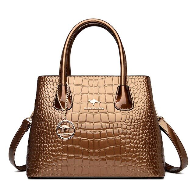 2023 New Luxury Patent Leather Crossbody Bags Women Crocodile Pattern Sac Large Capacity Ladies Shoulder Tote Bags Designer Purse