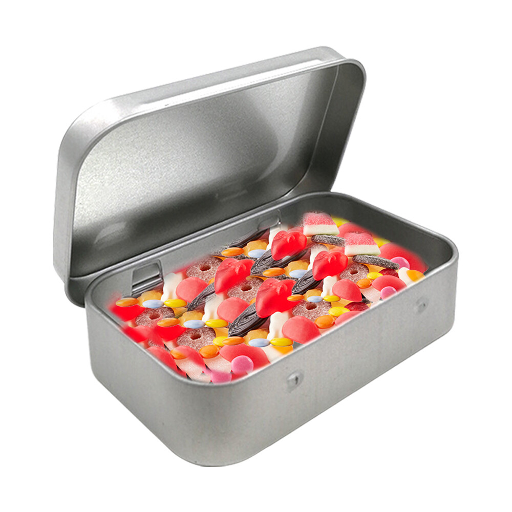Loozykit 1pc Survival Kit Tin Small Empty Metal Tin Silver Black Flip Storage Box Case Organizer For Money Coin Candy Key Home Storage