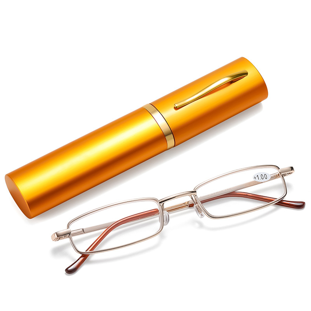 Spring Hinge Eyeglasses Metal Case +1.00~+4.00 Unisex Portable Reading Glasses