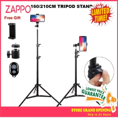 ZAPPO 160CM 210CM Selfie Stick Tripod Stand Extendable Camera Compatible Cell Phone Holder