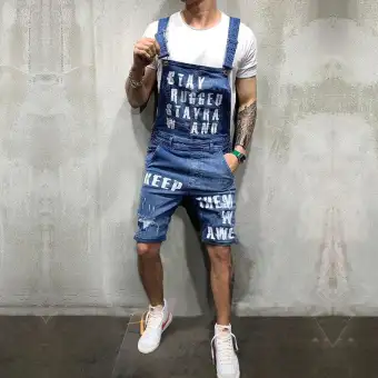 mens ripped denim overalls