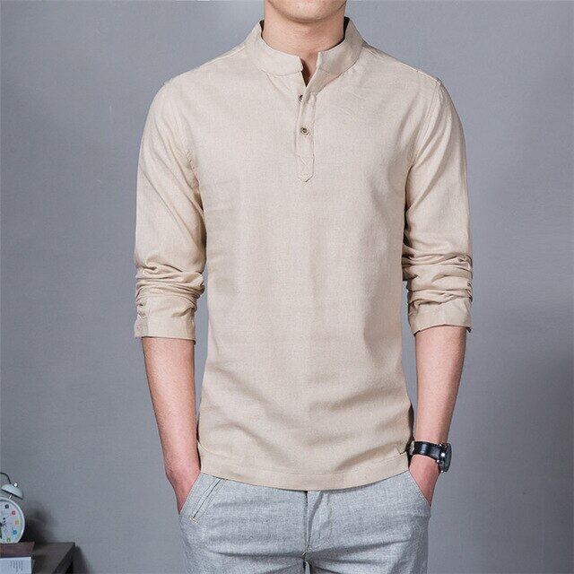 chinese collar polo long sleeves