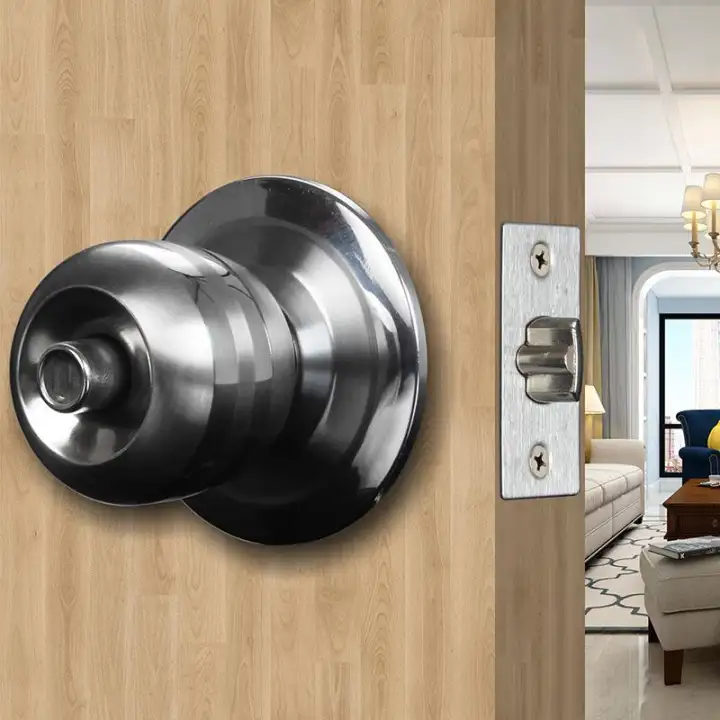 Door Knob With Lock And 3 Key For Bedroom Door Entry Door Knobs Stainless Steel Ball Privacy Door Handle Lazada