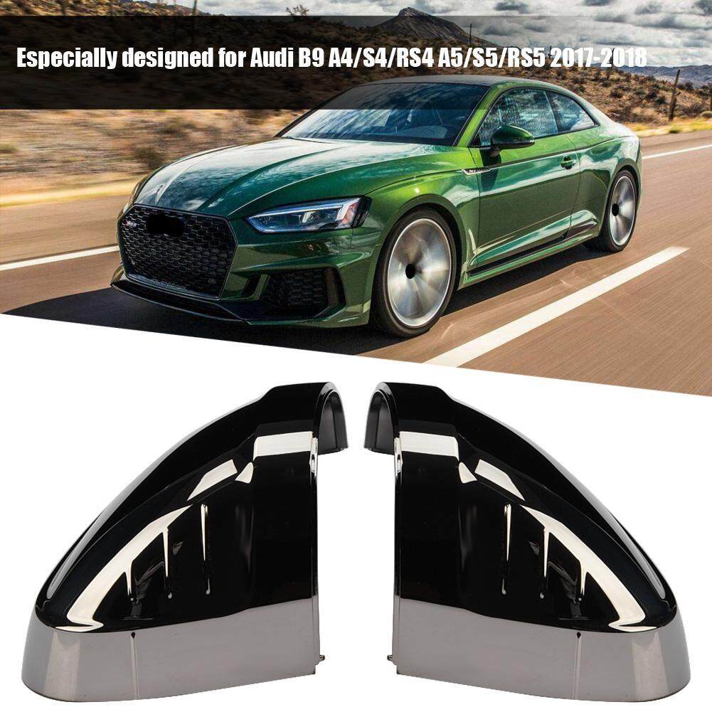 1 Pair Hitam Kaca Belakang Krom Penutup Cermin Pengganti Tombol untuk Audi B9 A4/S4/RS4 A5/S5/RS5 17 -18