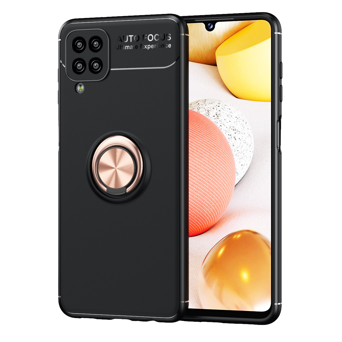 for Samsung A12 Case [Metal Ring Buckle] Soft TPU Case Back Cover Shell, with 360° Rotating Ring Holder Kickstand, Can work with Car Mount, Impact Resistant