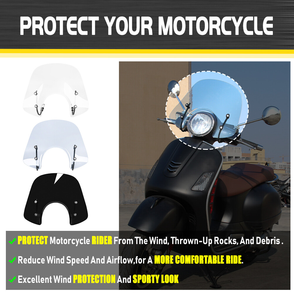 Allotmark Kính Chắn Gió Xe Máy GTS250, Kính Chắn Gió Spoiler Bộ Làm Lệch Hướng Gió Luồng Khí Cho Phụ Kiện Piaggio VESPA GTS 250 300 LX50 LX125 LX150 GT200