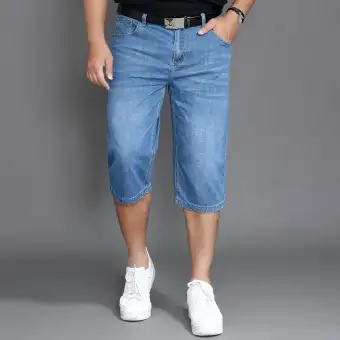 men's below the knee denim shorts