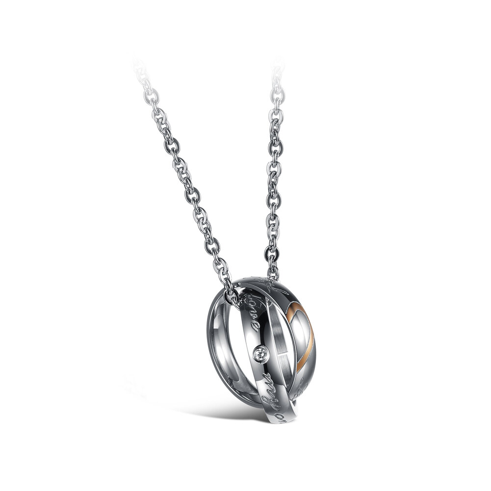 Glamorousky Simple and Sweet Pair of Heart-Shaped 316L Stainless Steel Pendants with Cubic Zirconia and Necklace Glamorousky Simple and Sweet Pair of Heart-Shaped 316L Stainless Steel Pendants with Cubic Zirconia and Necklace