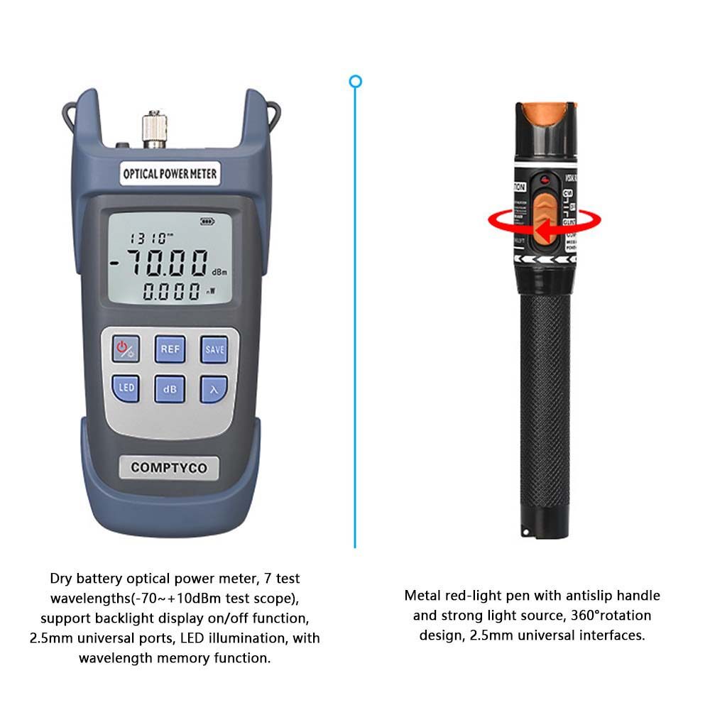 KKmoon FTTH Fiber Optic Cold Shut Tool Kit Multifunctional Fiber Splicer Optical Power Meter Rubber-insulated Wire Pliers Fiber Cleaver Set