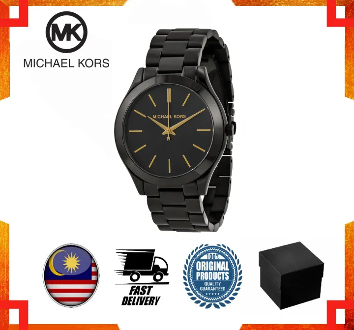 michael kors slim runway watch black