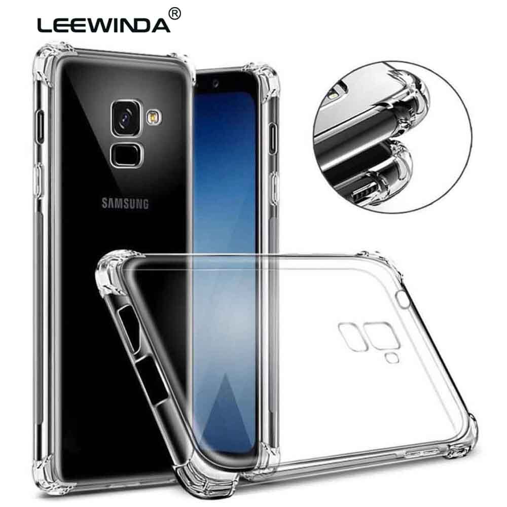 LEEWINDA For Samsung Galaxy A8 Plus 2018 Phone Case,For Samsung A5 2018 A8 2018 Luxury Shockproof Bumper Transparent Silicone Clear Protection Back Cover